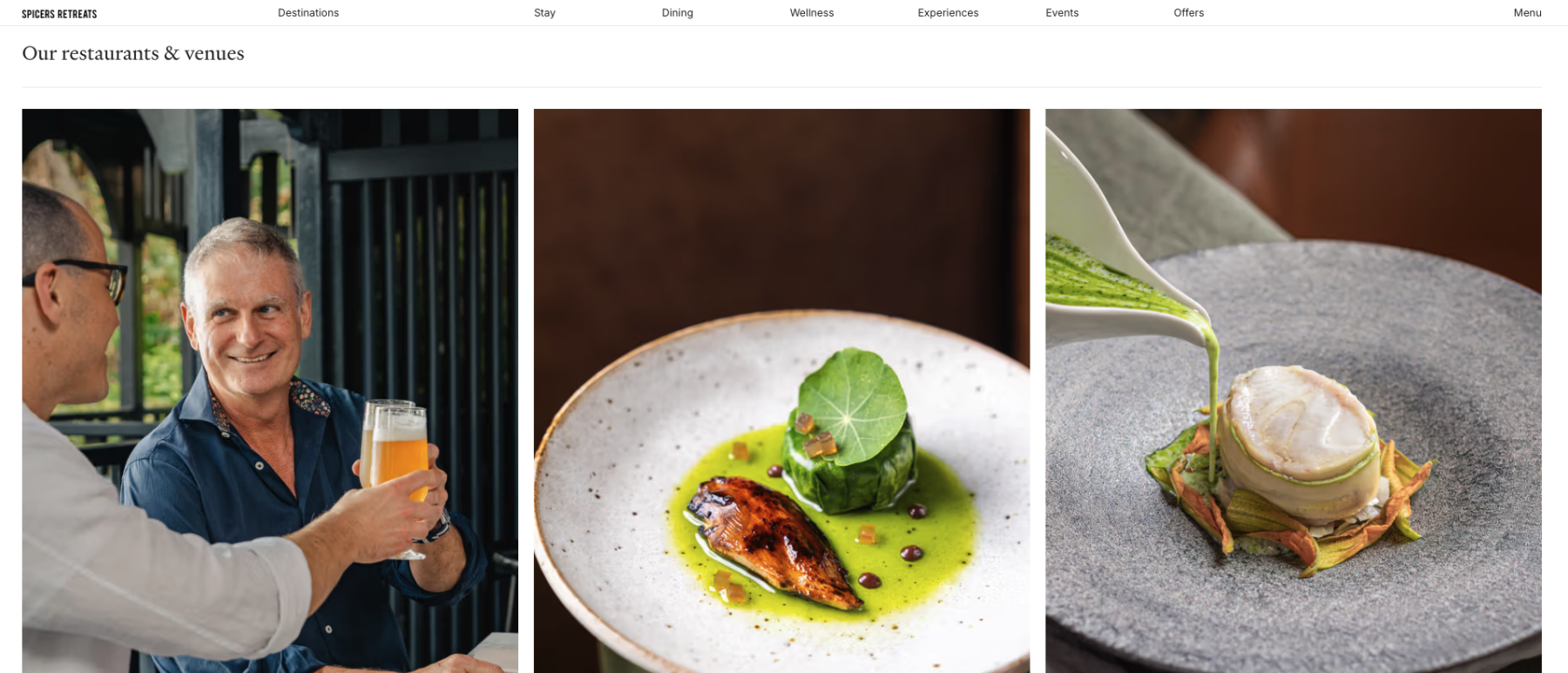 Spicers   Dining website screenshot